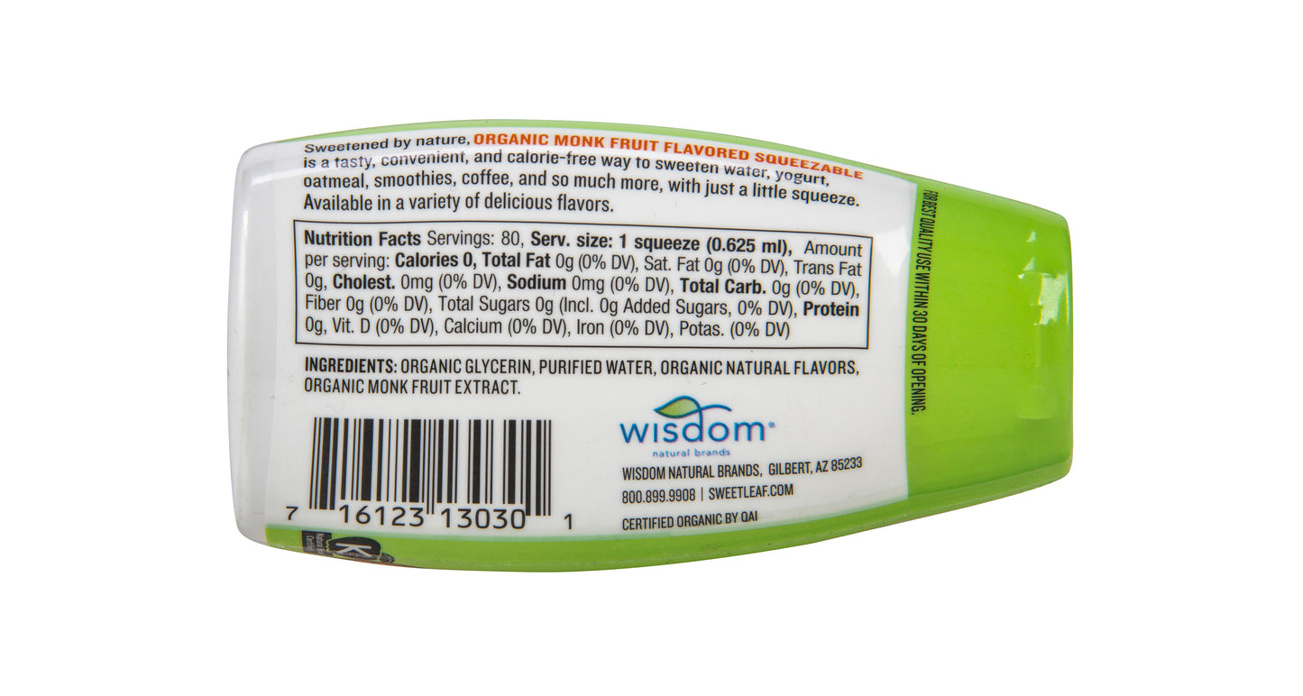 Monk Fruit Liquid Squeezable, Unflavored, Organic