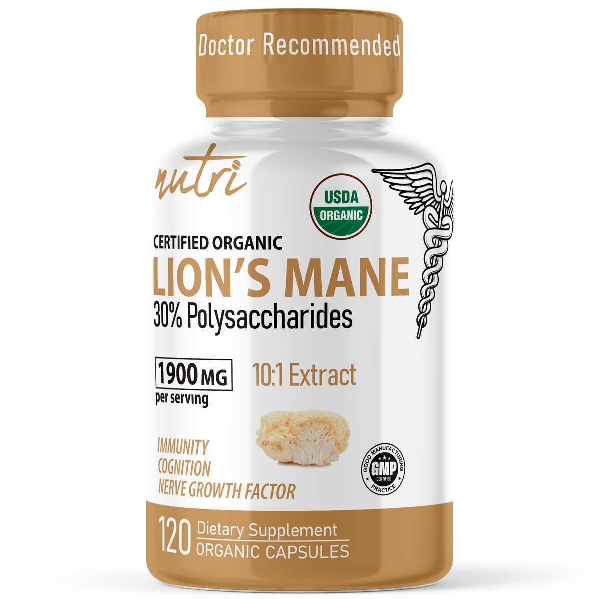 Lion's Mane, 10:1 Dual Extraction,1900mg, Organic