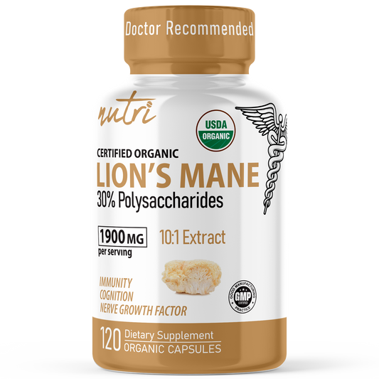 Lion's Mane, 10:1 Dual Extraction,1900mg, Organic