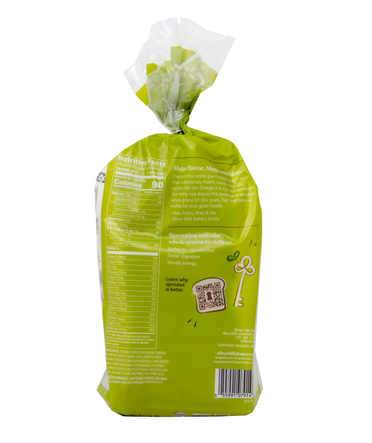 Bread, Omegamazing Sprouted Whole Grain + Flax & Chia Seeds, Frozen