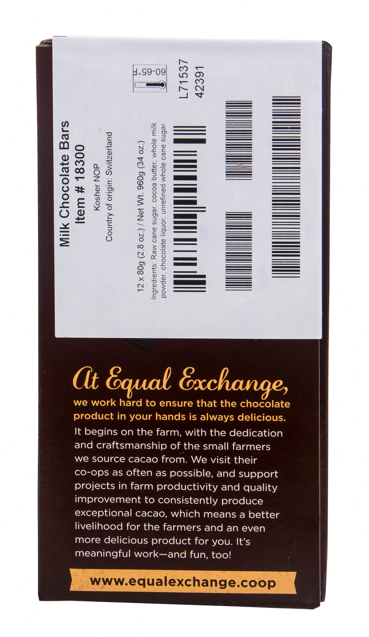 Milk Chocolate Bar 43%, Organic
