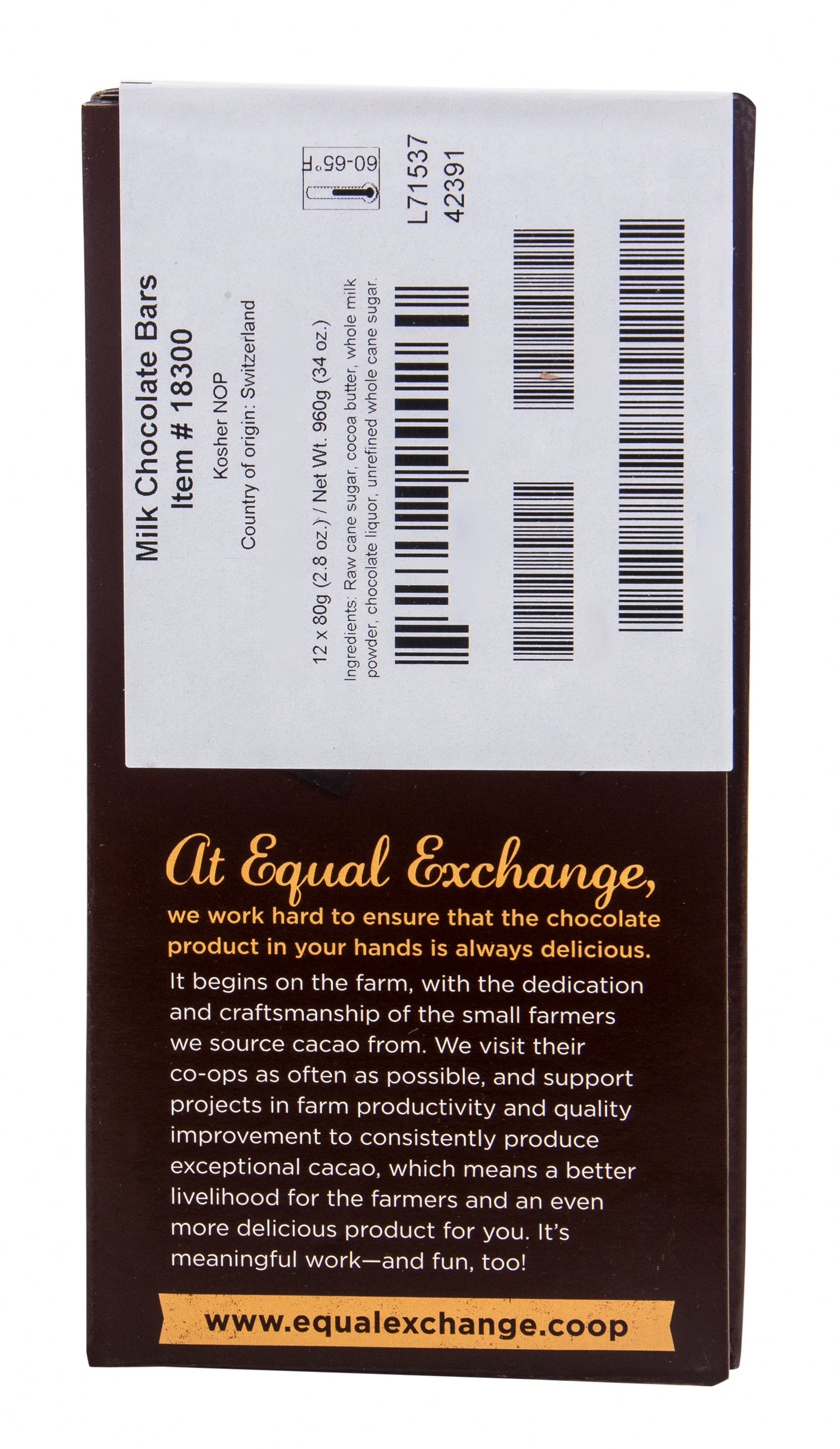 Milk Chocolate Bar 43%, Organic