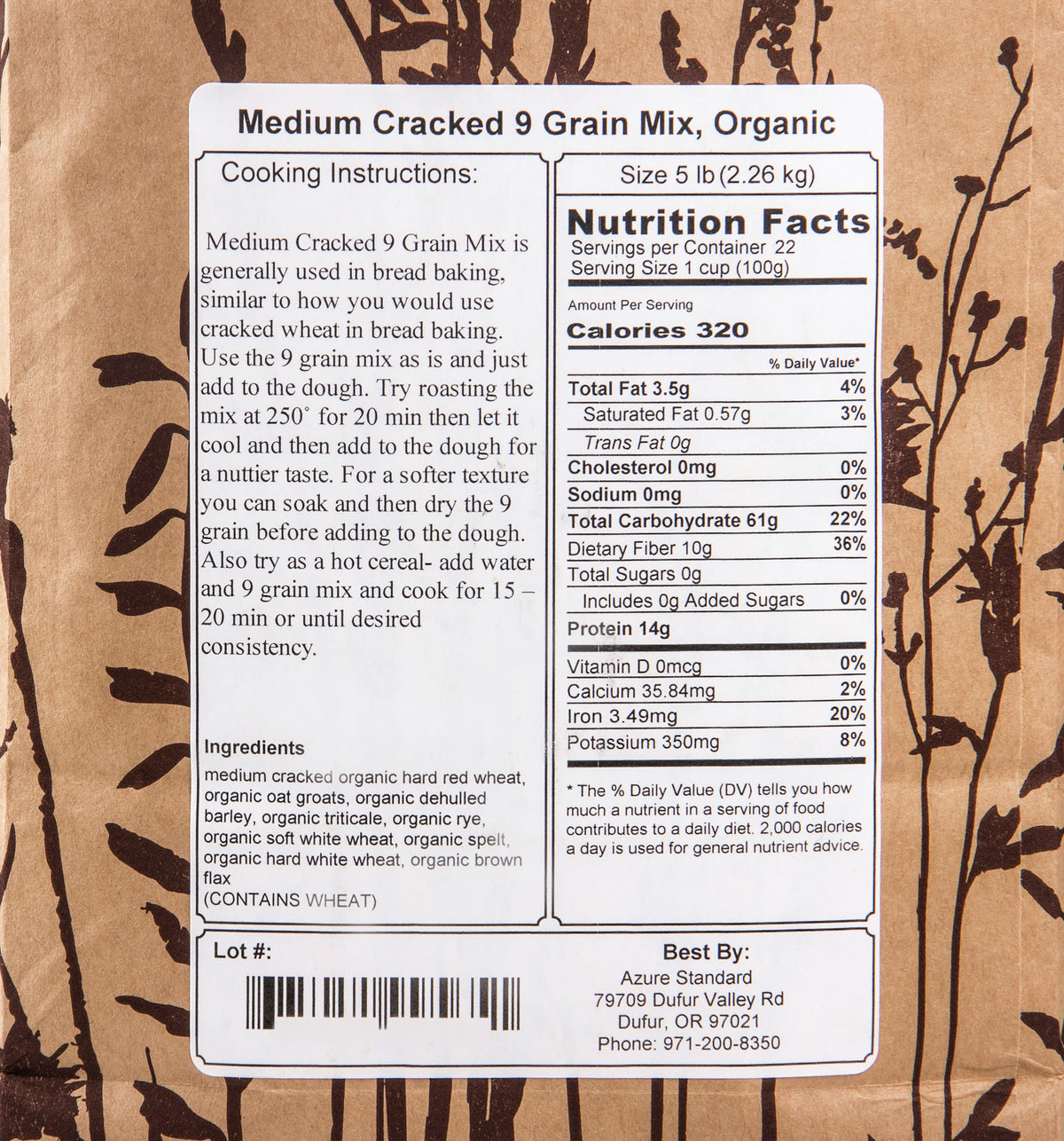 Medium Cracked 9 Grain Mix, Organic