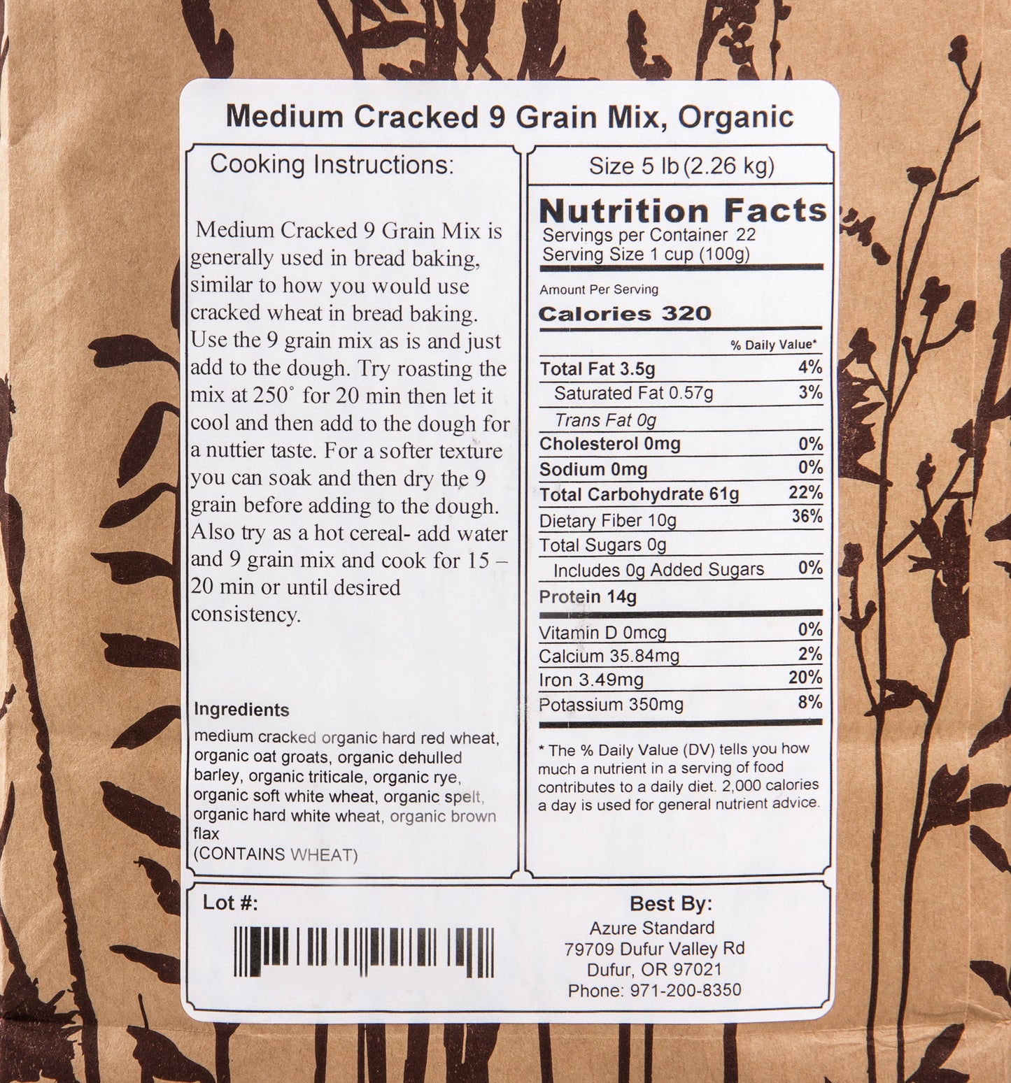 Medium Cracked 9 Grain Mix, Organic