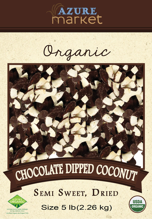 Semi Sweet Chocolate Dipped Dried Coconut, Organic