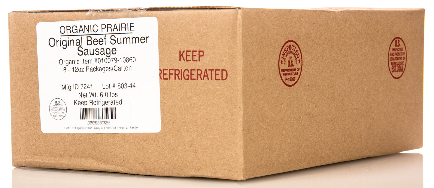 Beef Summer Sausage, Frozen, Organic