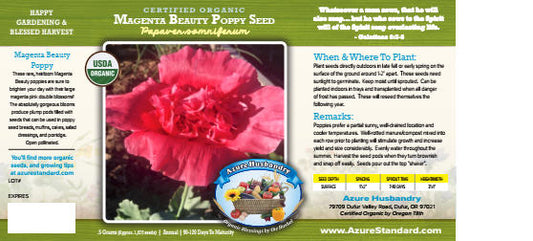 Magenta Beauty Poppy Seed, Organic