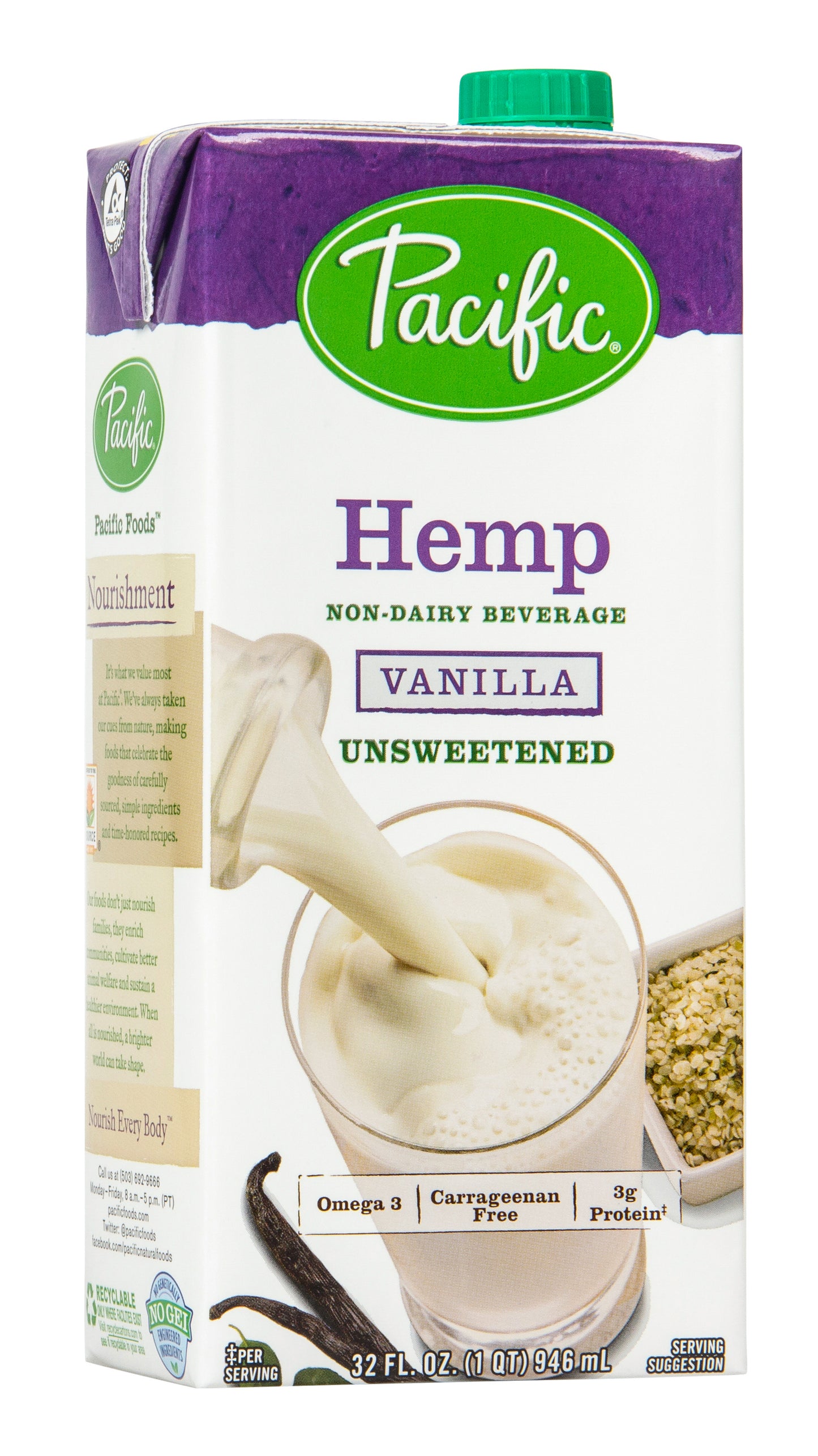 Hemp Milk, Unsweetened, Vanilla, All Natural