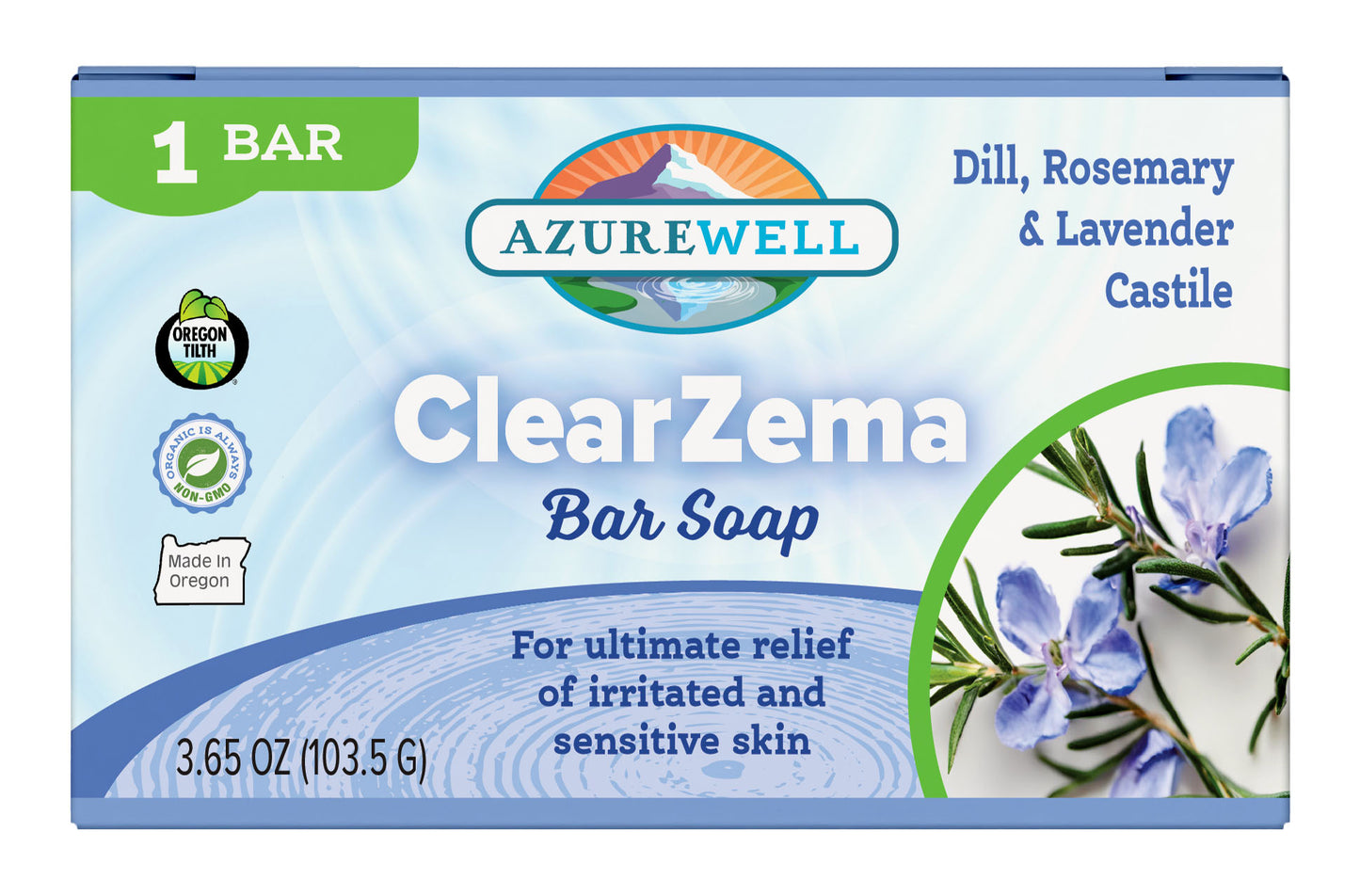 Castile Bar Soap, ClearZema (with Dill, Lavender & Rosemary), Organic