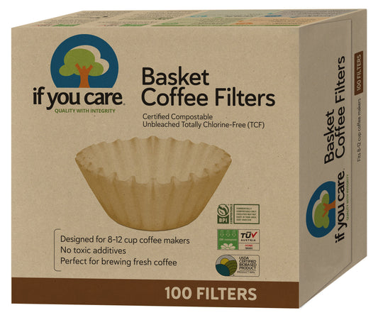 Coffee Filters, 8 inch Basket, Unbleached