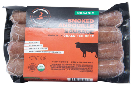 Sausage, Smoked Andouille Beef, Frozen, Organic