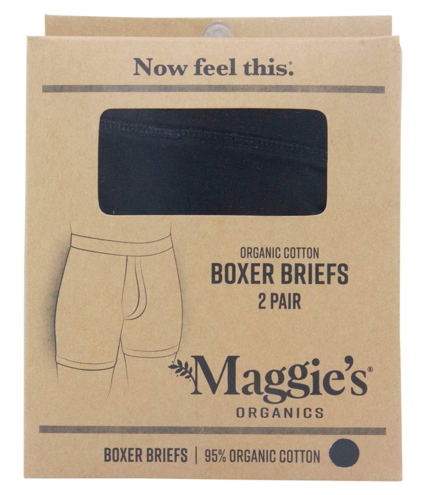 Men's Boxer Briefs 2-PAK, Black, Small, Organic