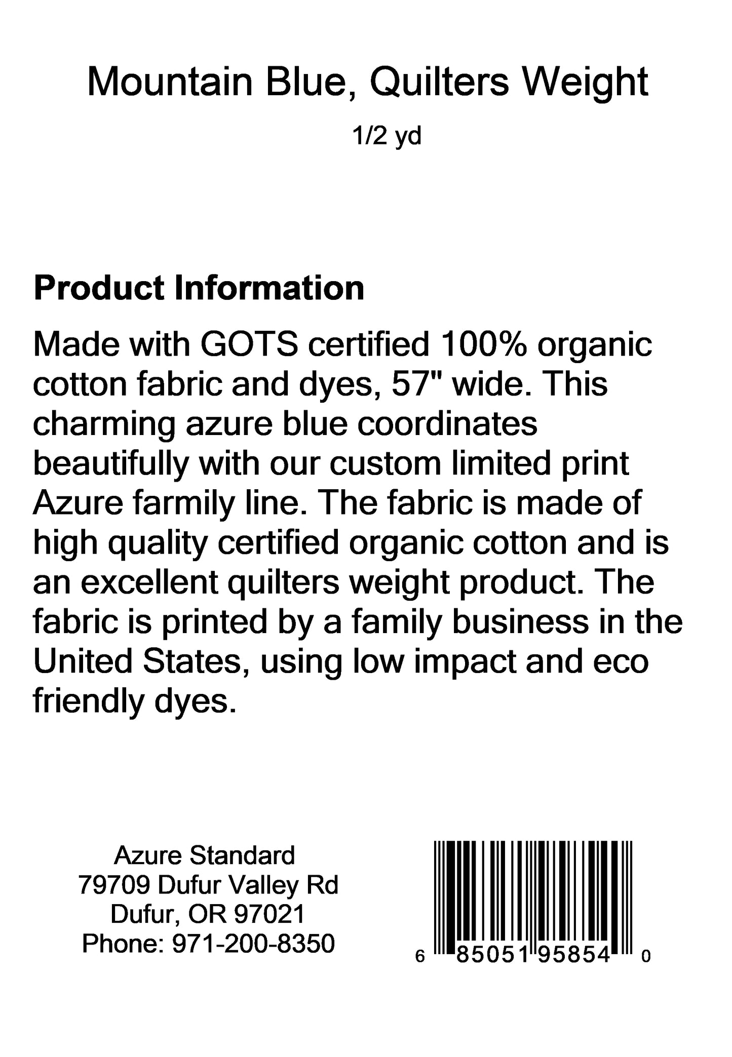 Mountain Blue, Quilters Weight