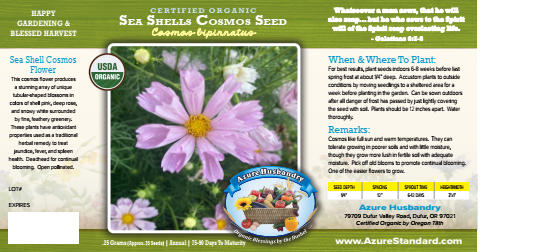 Sea Shells Cosmos Seed, Organic