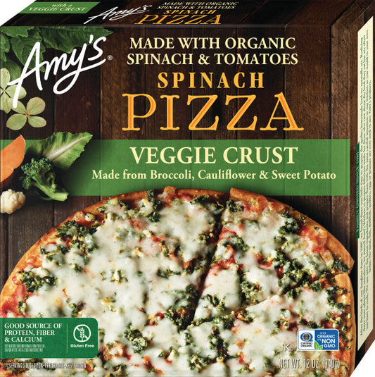 Spinach Veggie Crust Pizza, GF, Organic Frozen