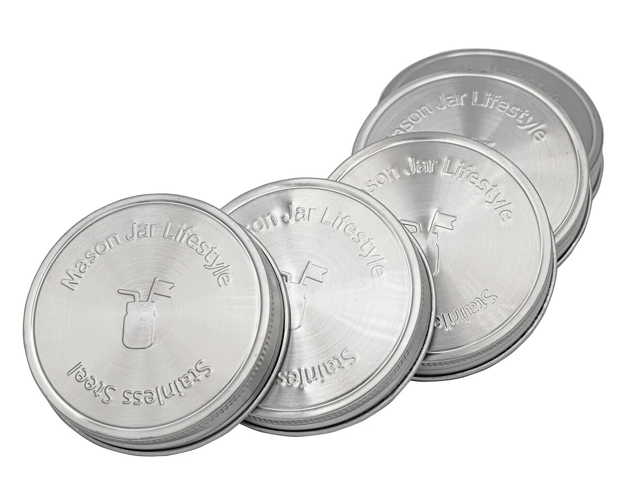 Stainless Steel Lids with Silicone Seals, Wide Mouth