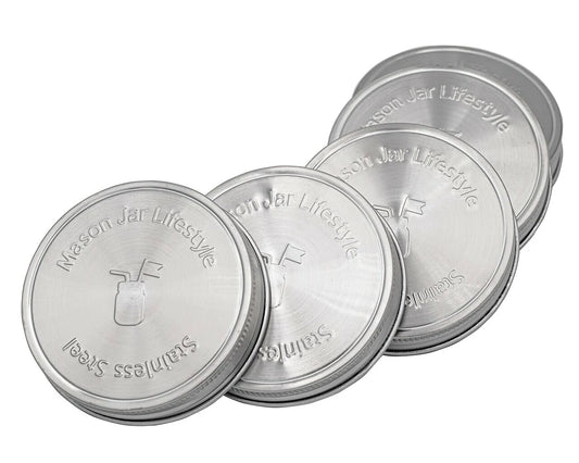 Stainless Steel Lids with Silicone Seals, Wide Mouth