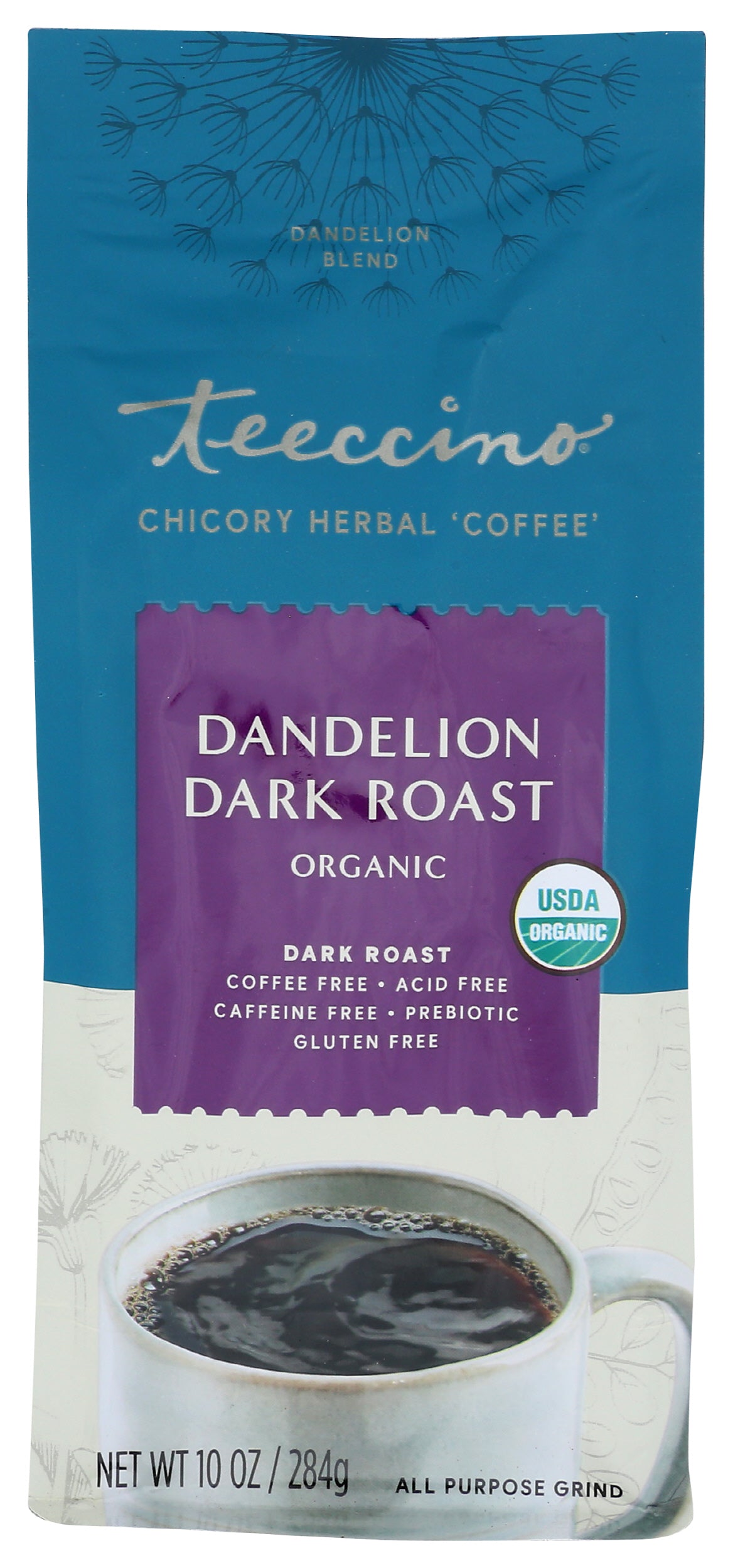 Dandelion Dark Roast, Chicory, Herbal Coffee, Organic