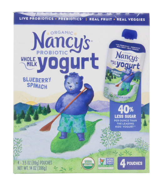Yogurt Pouch, Whole Milk, Blueberry Spinach, Organic