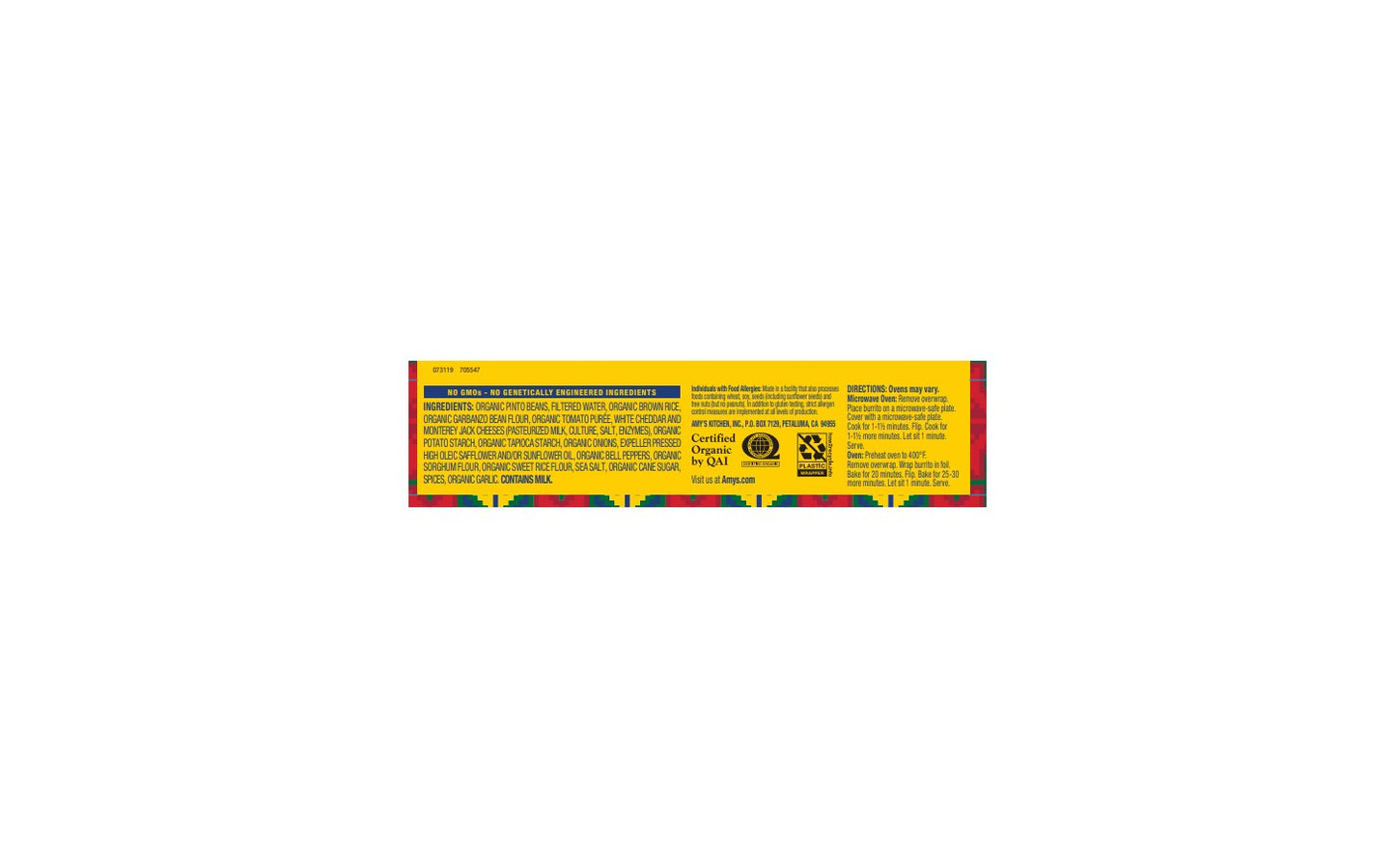 Bean & Cheese Burrito, Gluten Free, Frozen
