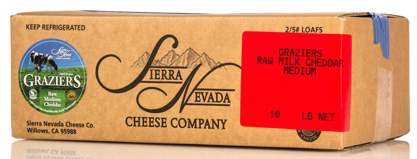 Graziers, Cheddar Medium, Raw, Grass-Fed, Pastured, Random Weight