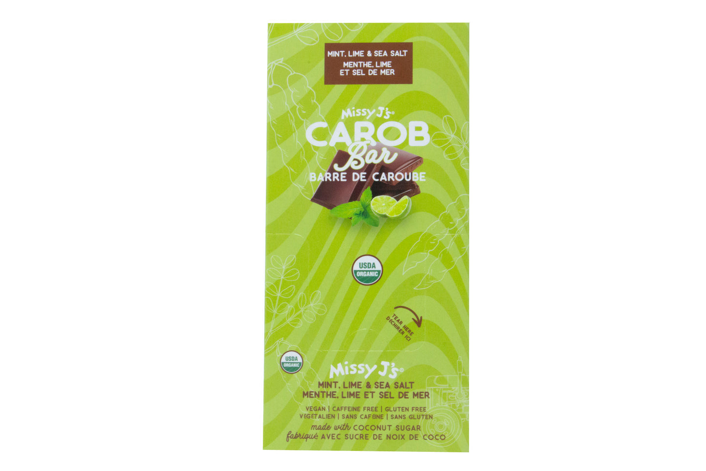 Carob Candy Bar, Mint Lime Sea Salt, Organic