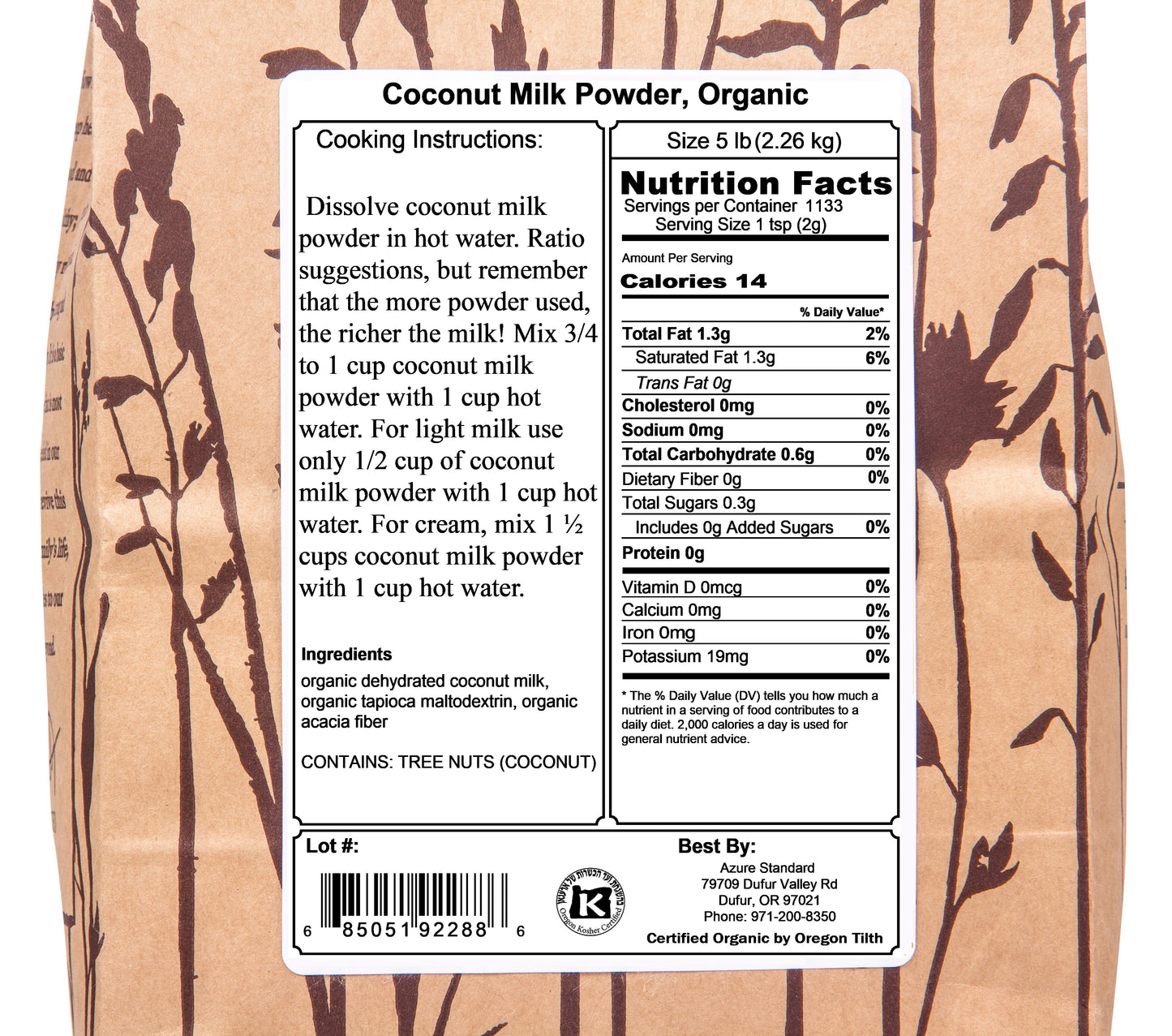 Coconut Milk Powder, Organic