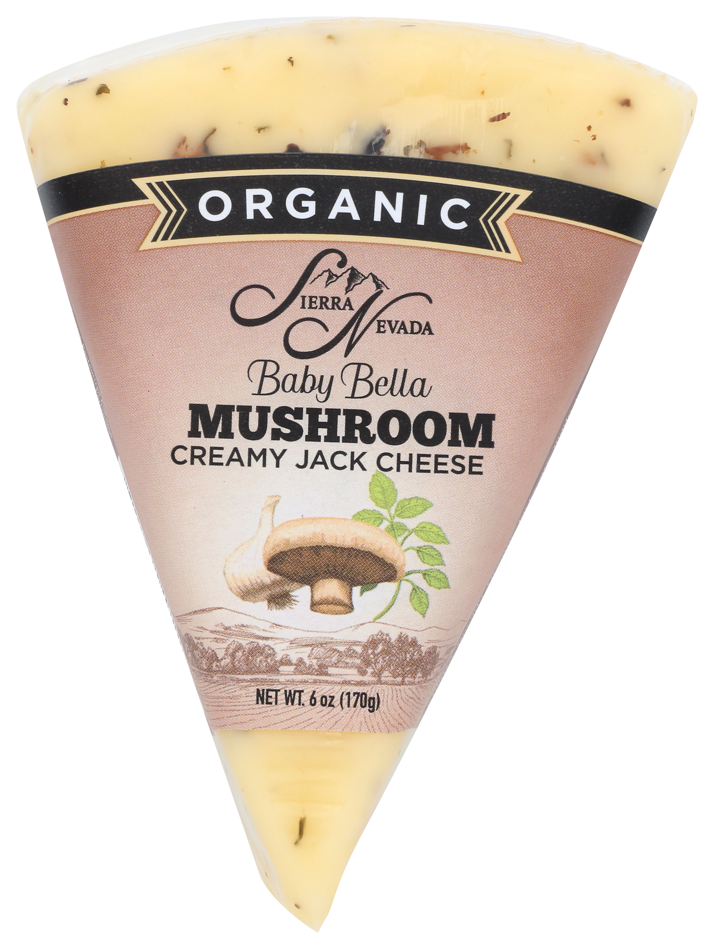 Baby Bella Mushroom Jack Cheese Wedge, Organic