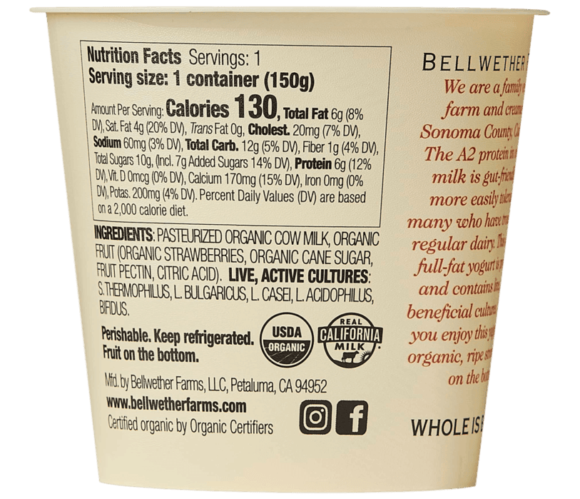 Yogurt, Whole Milk, Strawberry, A2 Organic