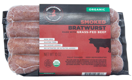 Bratwurst, Smoked Beef, Frozen, Organic