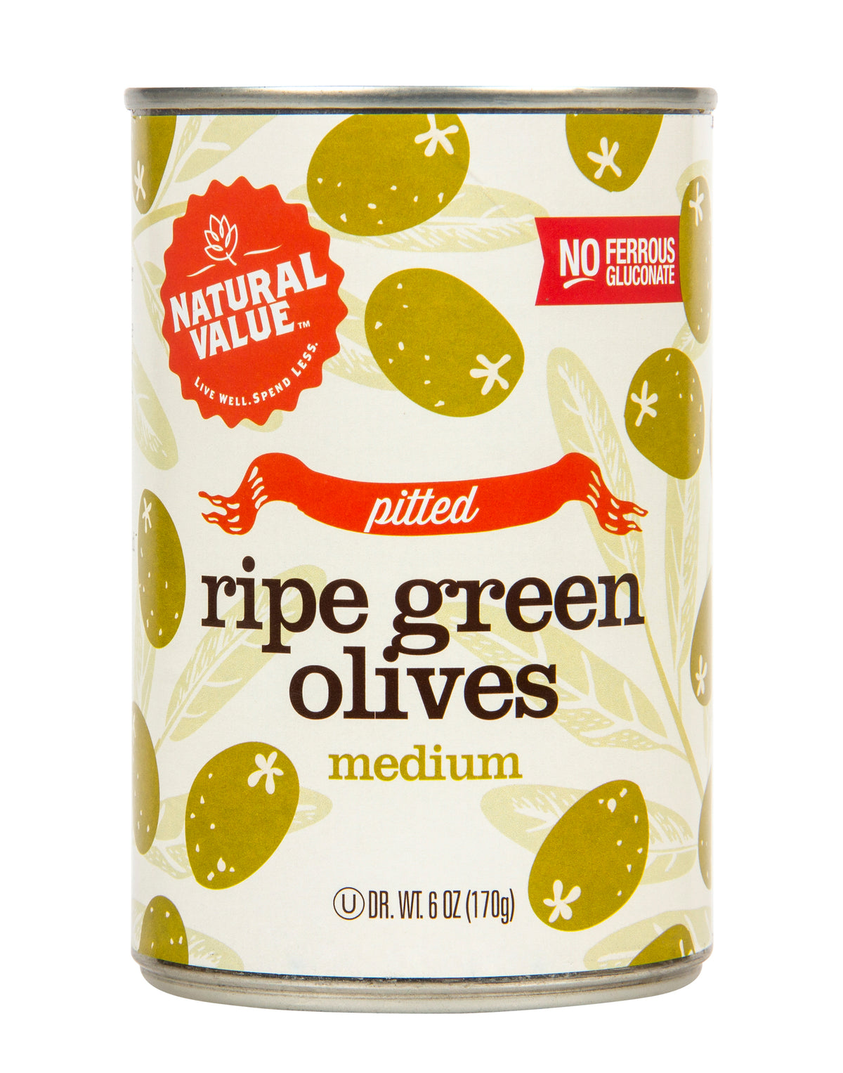 Green Olives, Pitted, Natural
