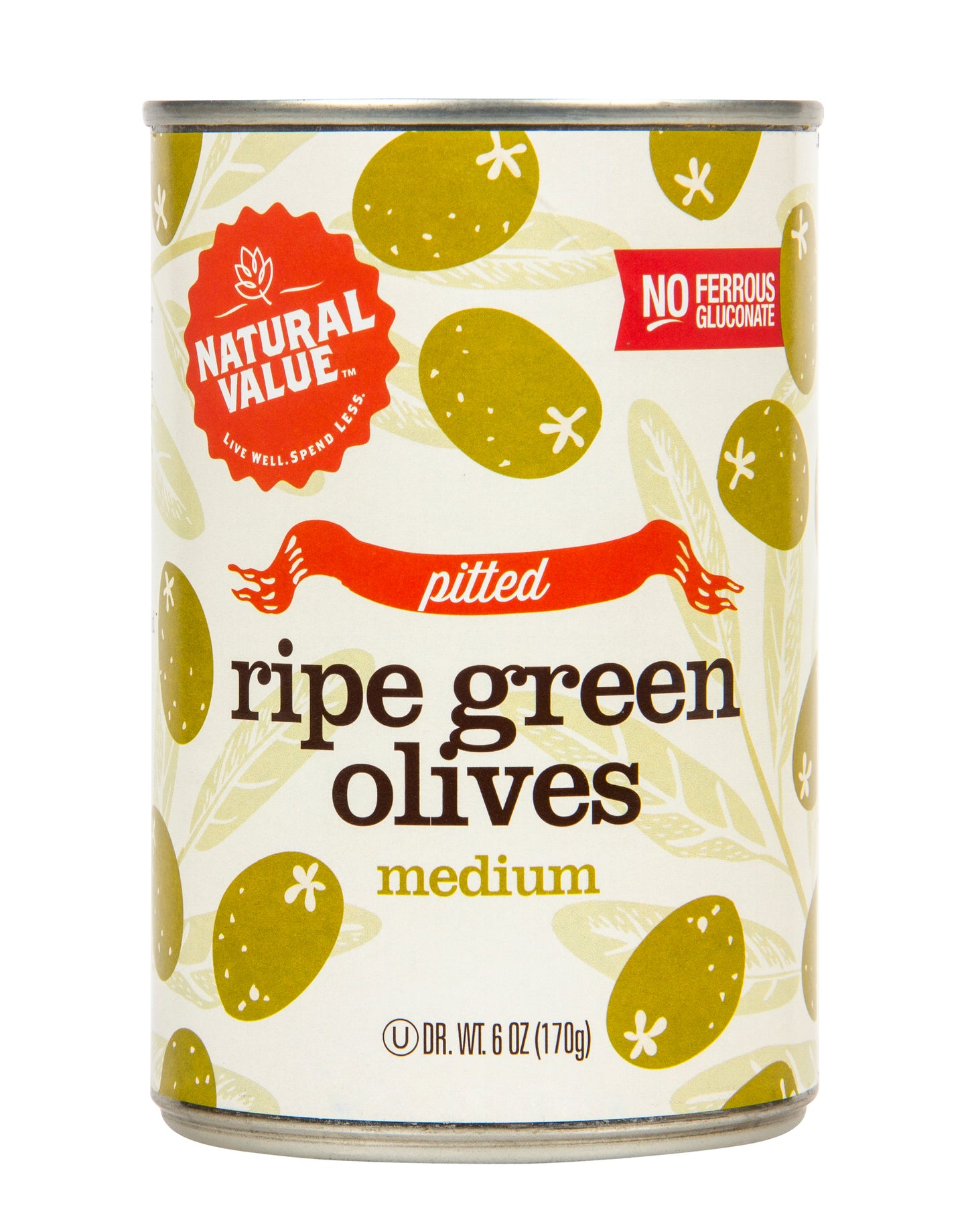 Green Olives, Pitted, Natural