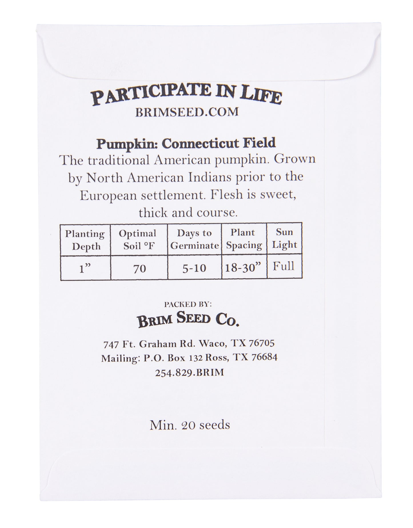 Pumpkin, Connecticut Field Heirloom Seed