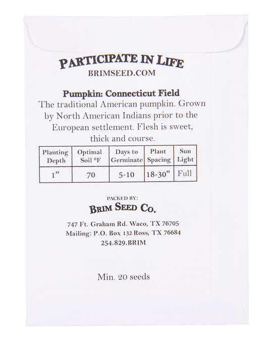 Pumpkin, Connecticut Field Heirloom Seed