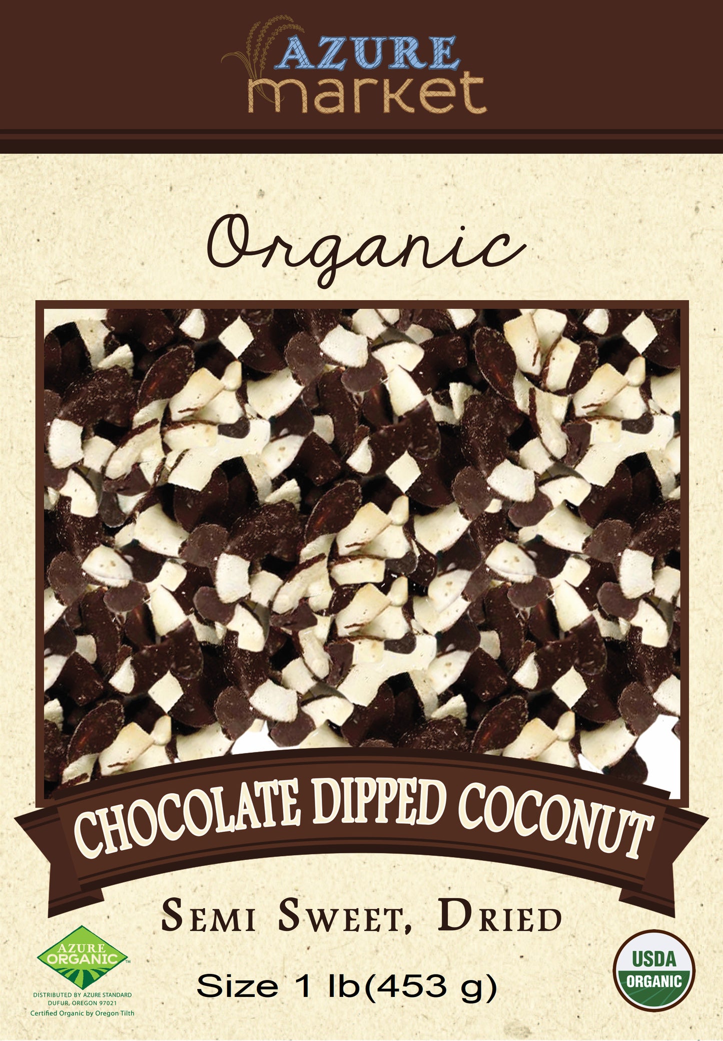 Semi Sweet Chocolate Dipped Dried Coconut, Organic