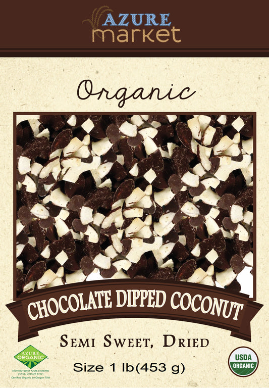 Semi Sweet Chocolate Dipped Dried Coconut, Organic
