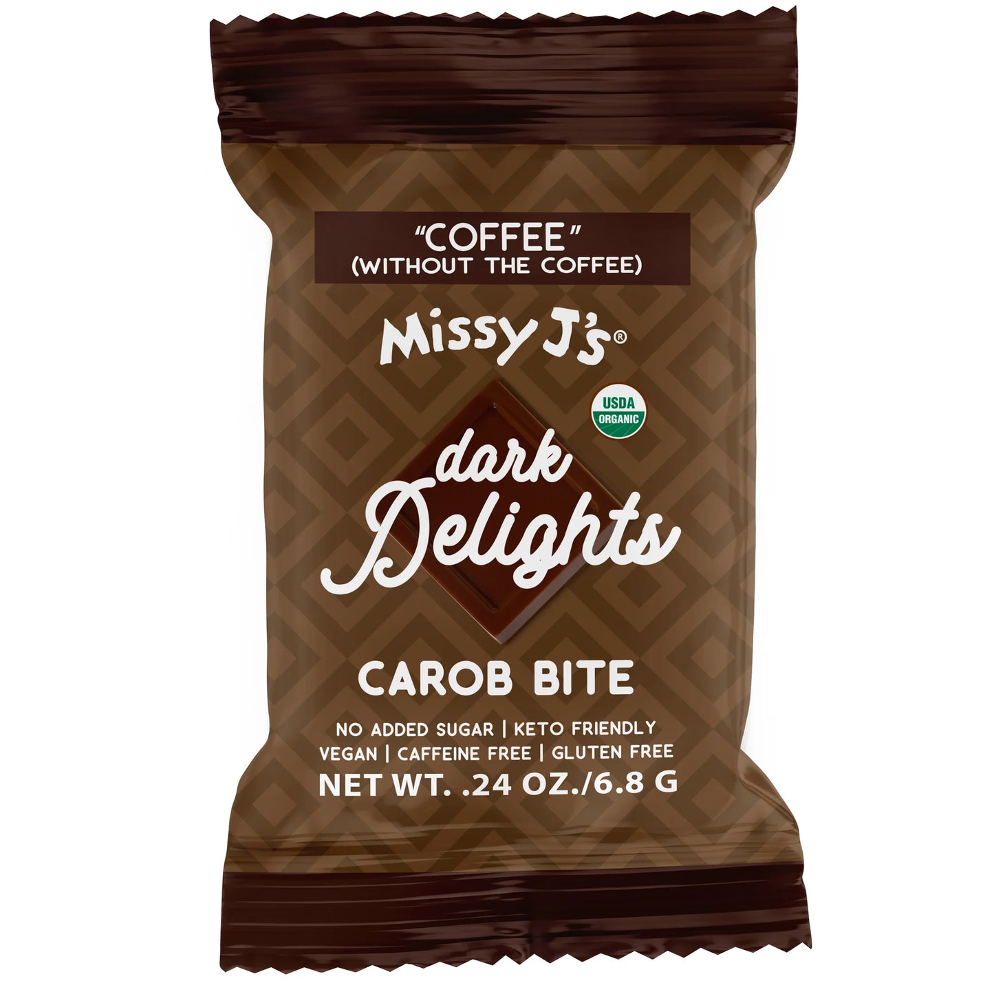 UnSweetened DARK Carob Delights, Coffee Mini Bites, Organic