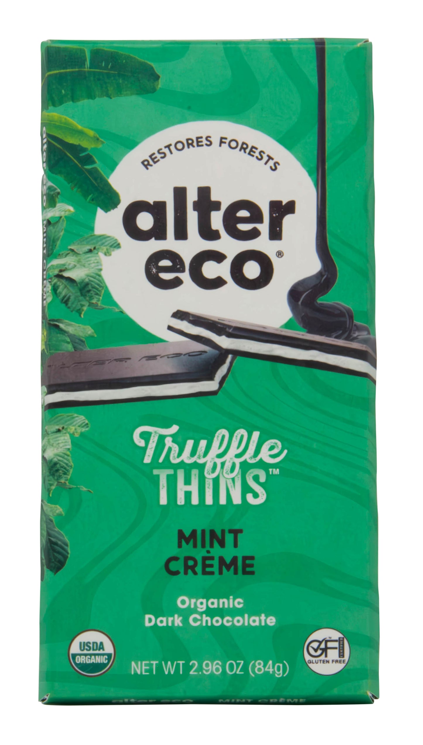 Truffle Thins, Dark Chocolate Bar, Mint Crème, Organic