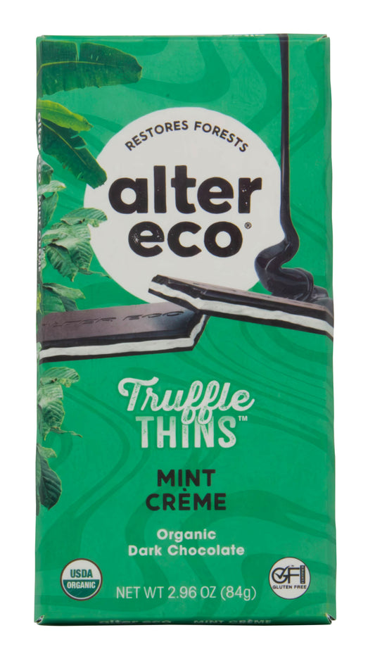 Truffle Thins, Dark Chocolate Bar, Mint Crème, Organic