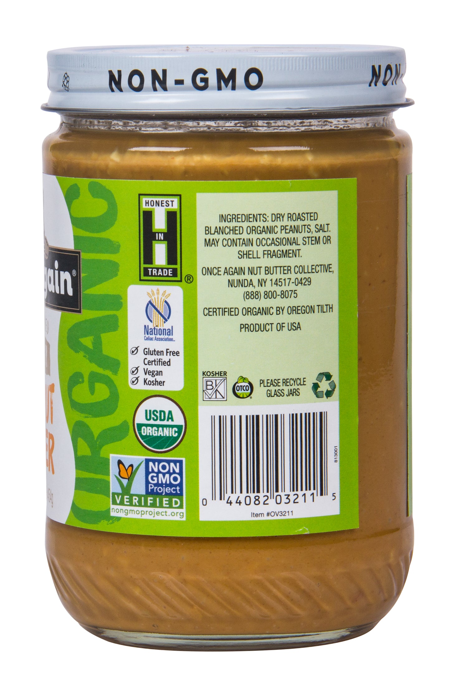 Peanut Butter, Unsweetened, Crunchy, Organic