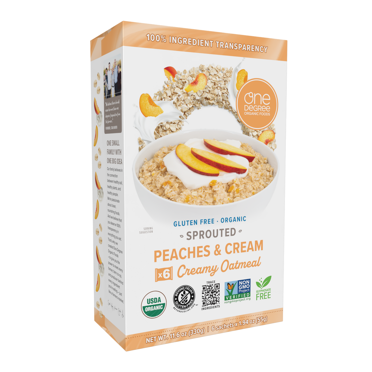 Instant Oatmeal, Sprouted Peaches & Cream, Organic