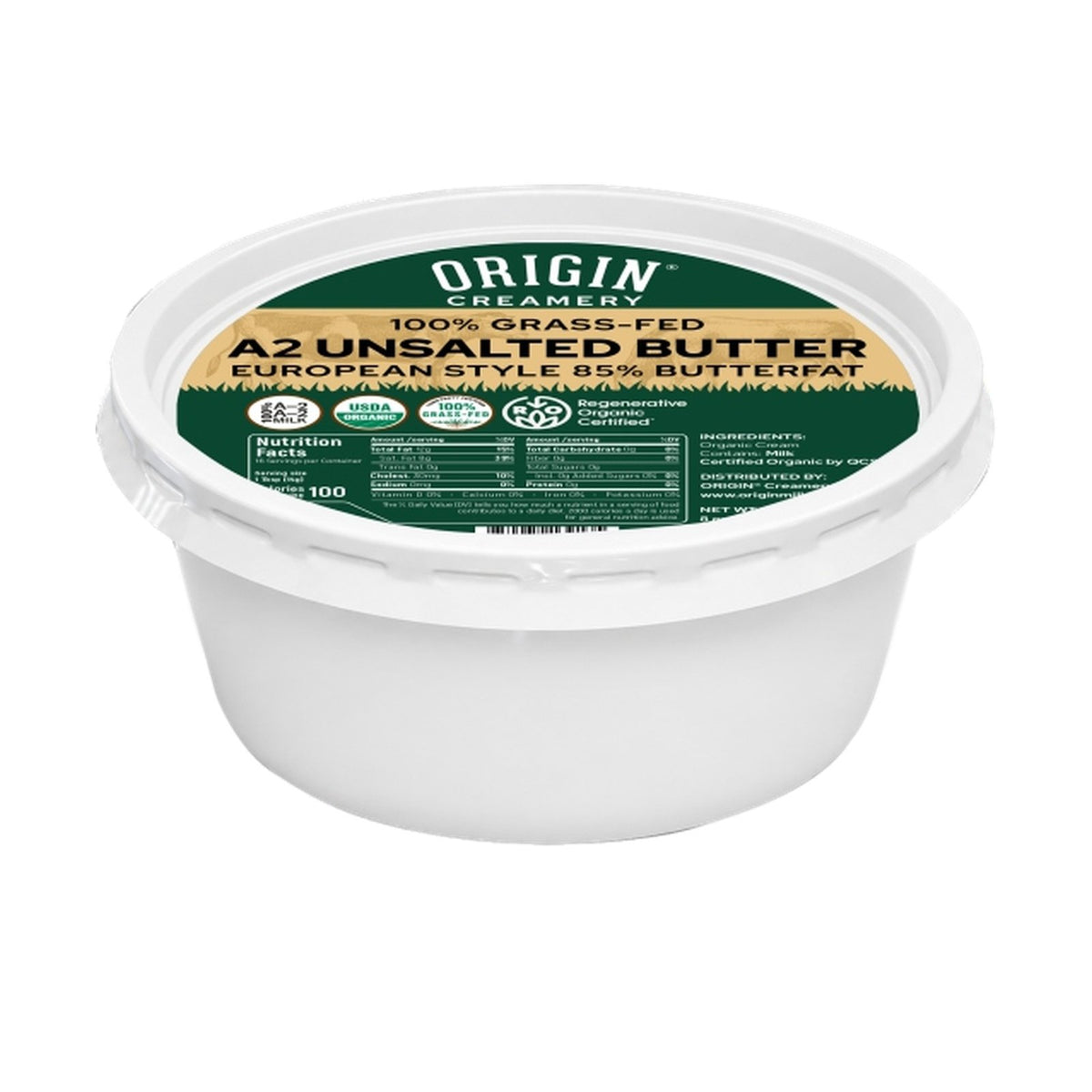 A2 Butter, Unsalted, Grass-Fed, Organic
