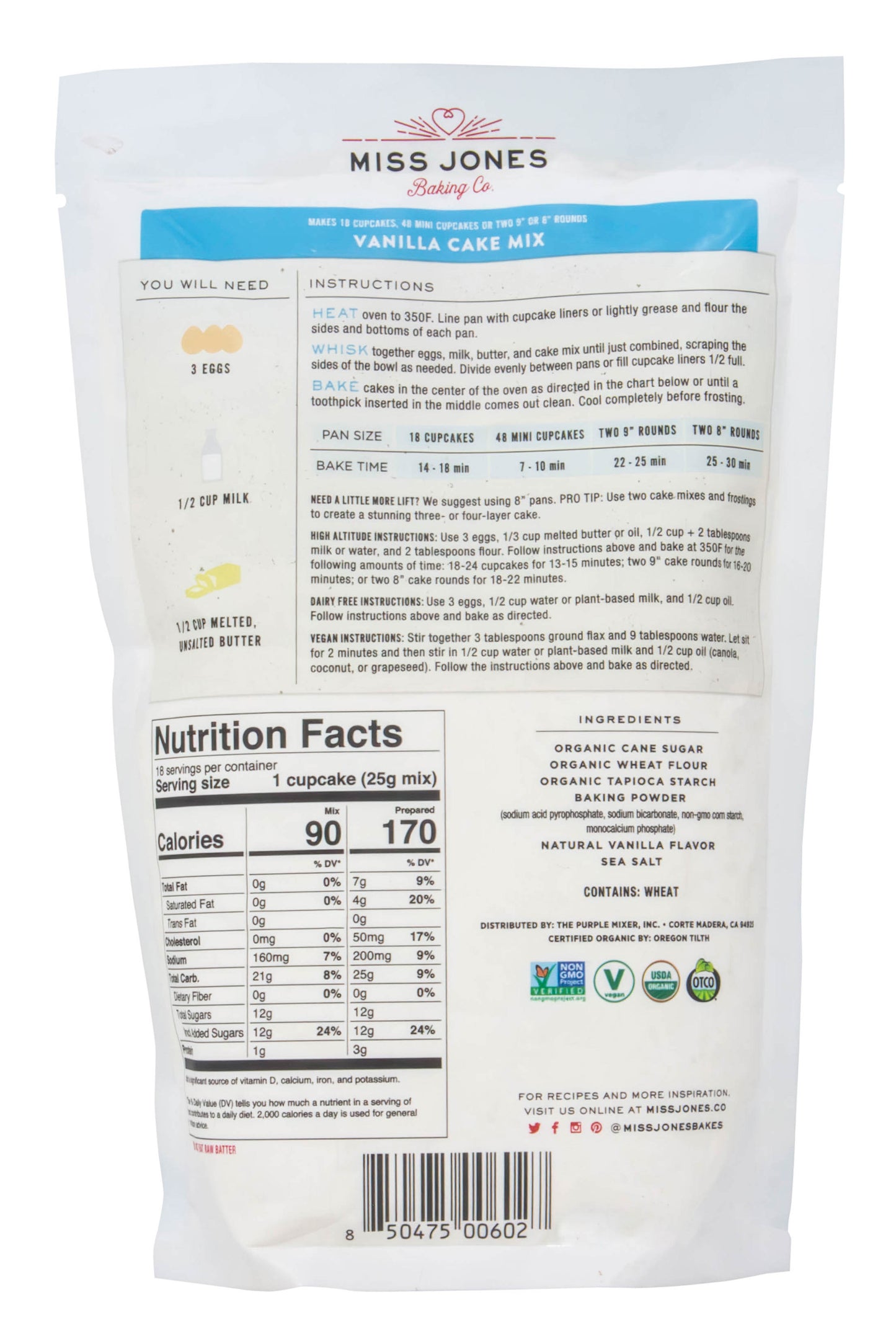 Cake Mix, Vanilla, Organic