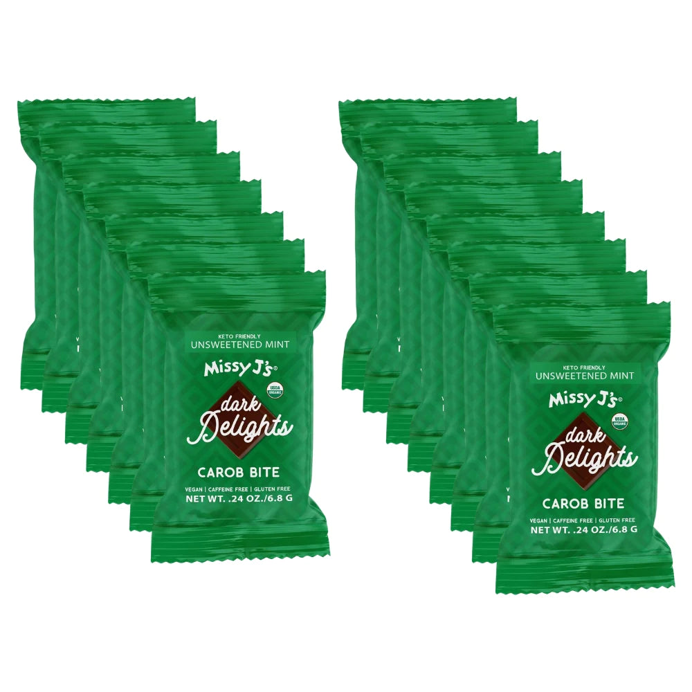 Dark Delight Carob Mini Bite Candy Bar, Unsweetened Mint, Organic