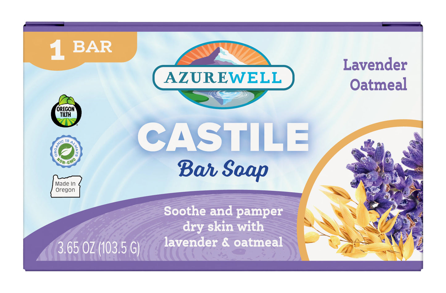Castile Bar Soap, Lavender (with Oatmeal), Organic