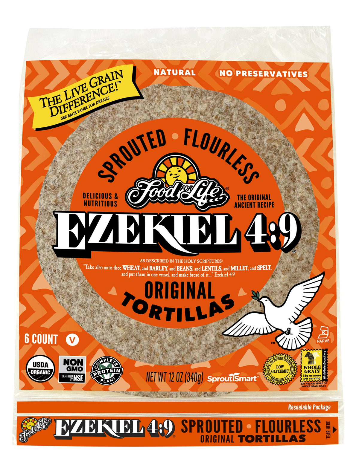 Ezekiel Sprouted Tortillas, 9 inch, Frozen, Organic