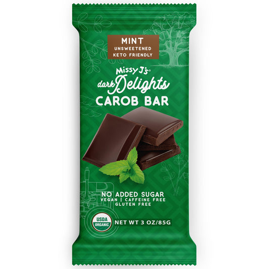 Dark Delight Carob Candy Bar, Unsweetened Mint, Organic