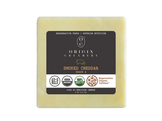 A2 Mild Raw Cheddar Cheese Block, Smoked, Organic