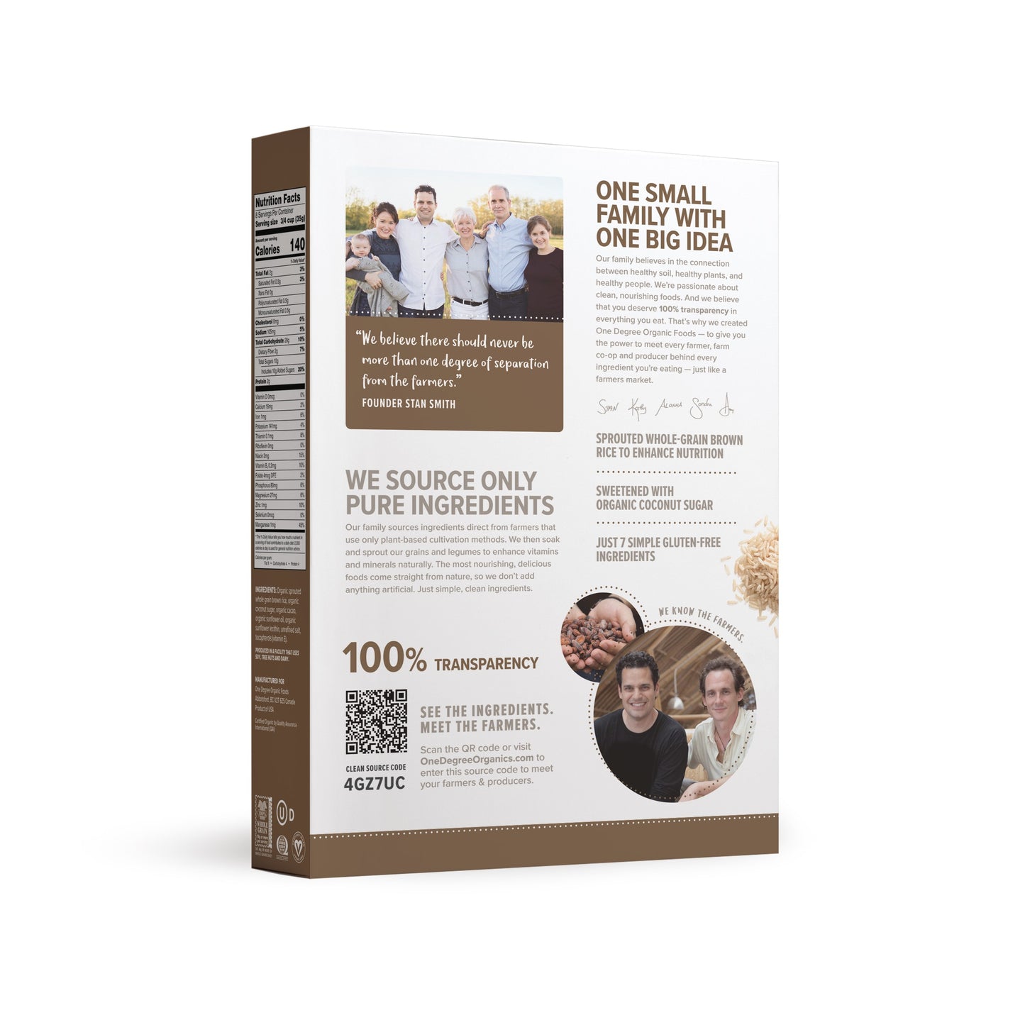 Veganic Sprouted Brown Rice Cacao Crisps Cereal, Organic
