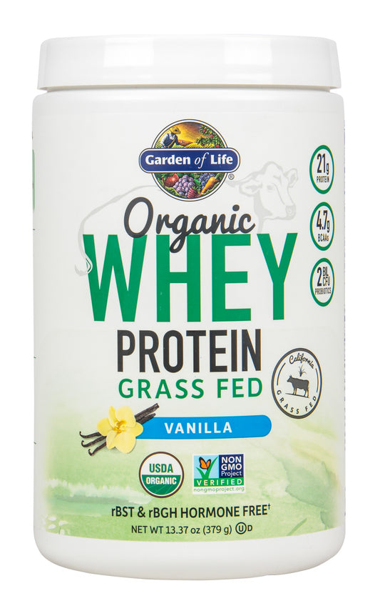 Protein Powder, Whey, Vanilla, Grass Fed, Organic